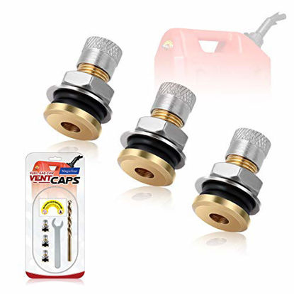 Picture of Magicfour Fuel Gas Can Vent Caps, 3 Pack Fuel Gas Can Vent Caps Gas Can Replacement Vent Plug Gas Jug Vent Caps for Gas Fuel Water Can Jug to Allow Faster Flowing
