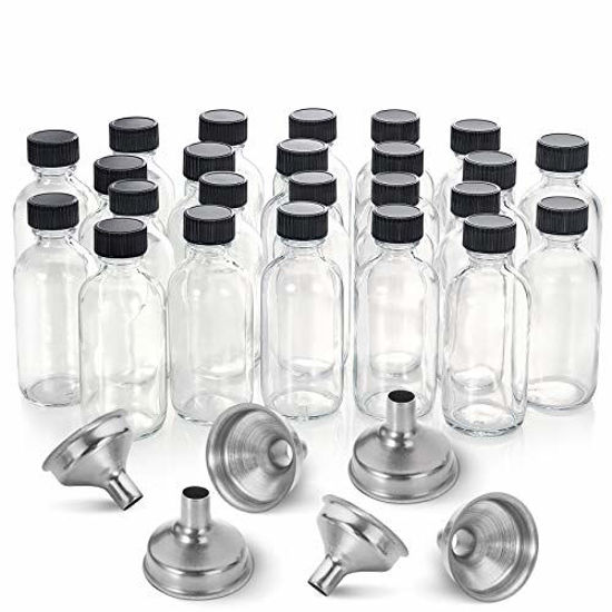 10 PCS Clear Glass Bottles with Lids Boston Round Sample Bottles for Juice  Ginger Shots Oils Whiskey Liquids Mini Travel Bottle
