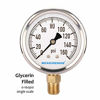 Picture of MEASUREMAN 2-1/2" Dial Size, Glycerin Filled Plumbing Pressure Gauge, 0-160psi, Stainless Steel Case, 1/4"NPT Lower Mount