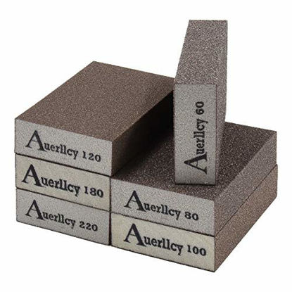 Picture of Sanding Sponge, Auerllcy 6 Pieces 60/80/100/120/180/220 Grit Sanding Blocks Assortment, Coarse/Medium/Fine. Washable and Reusable.(6Pack)