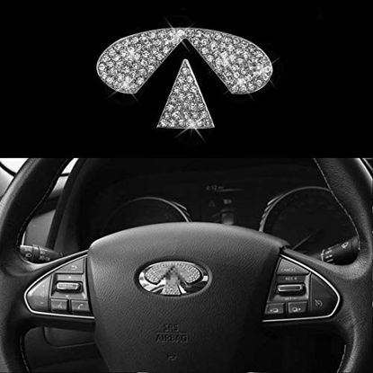 Picture of Steering Wheel Bling Crystal Shiny Diamond Accessory Interior Sticker for Infiniti Q50Q50L QX50QX70Bling Bling Car accessories Emblem cover for women