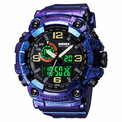 Picture of Mens Digital Watches 50M Waterproof Outdoor Sport Watch Military Multifunction Casual Dual Display Stopwatch Wrist Watch for Men - 1520 Purple