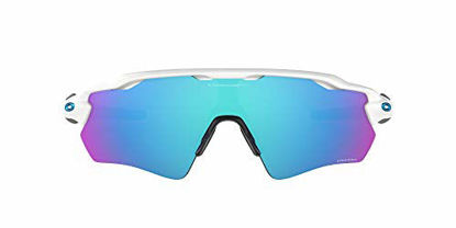 Picture of Oakley Men's OO9208 Radar EV Path Polarized Shield Sunglasses, Polished White & Black/Prizm Sapphire, 38 mm