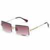 Picture of MINCL/Fashion Small Rectangle Sunglasses Women Ultralight Candy Color Rimless Ocean Sun Glasses (purple&brown)
