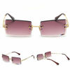 Picture of MINCL/Fashion Small Rectangle Sunglasses Women Ultralight Candy Color Rimless Ocean Sun Glasses (purple&brown)