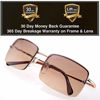 Picture of The Fresh Minimalist Small Rectangular Sunglasses Clear Eyewear Spring Hinge - Gift Box Package (301-Gold, Gradient Brown, 57)