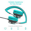 Picture of Elecder i39 Headphones with Microphone Foldable Lightweight Adjustable On Ear Headsets with 3.5mm Jack for Cellphones Computer MP3/4 Kindle School (Mint/Gray)