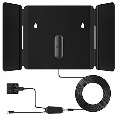 Picture of 1byone TV Antenna Foldable HD Antenna, Indoor TV Antenna for 360°Omni-Directional Reception Digital Freeview 4K 1080P VHF UHF Local Channels with Signal Amplifier Support All TV's