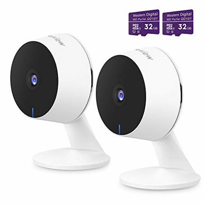 Picture of Laview Home Security Camera HD 1080P(2 Pack) Motion Detection,Include 2 SD Cards,32GB Two-Way Audio,Night Vision,WiFi Indoor Surveillance for Baby/pet,Alexa and Google,Cloud Service (US Server)