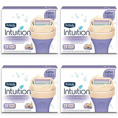 Picture of Schick Intuition Pure Nourishment Womens Razor Refills with Coconut Milk and Almond Oil, 12 count
