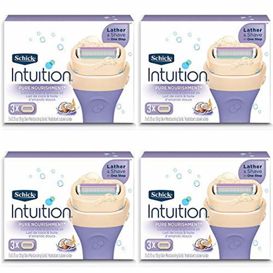 Picture of Schick Intuition Pure Nourishment Womens Razor Refills with Coconut Milk and Almond Oil, 12 count