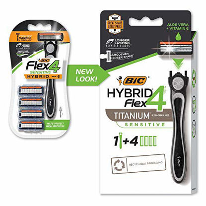 Picture of BIC Flex 4 Sensitive Hybrid Men's 4-Blade Disposable Razor, 1 Count