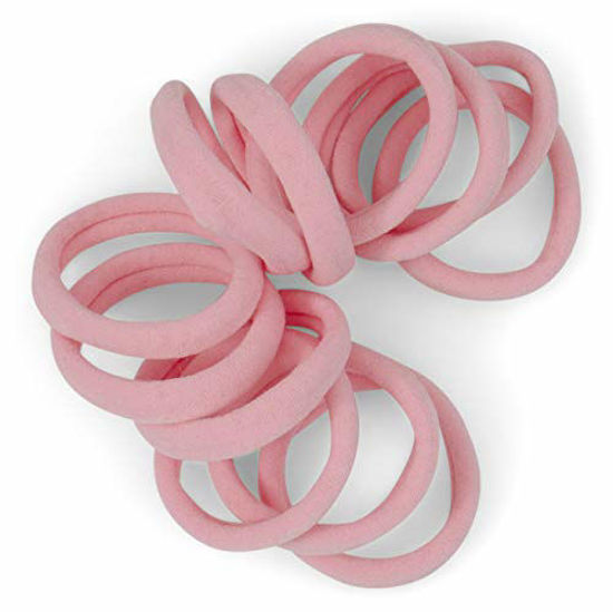 GetUSCart- Cyndibands Soft and Stretchy Gentle Hold Seamless  Inch  Elastic Nylon Fabric No-Metal Ponytail Holders - 12 Hair Ties (Light Pink)