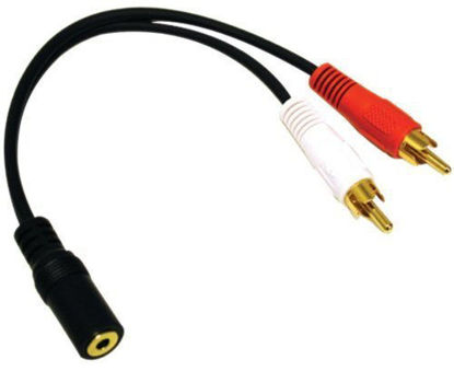 Picture of 2 RCA Male and 3.5mm Stereo Female, 6 Inch Gold Plated Connector, Y-Cable CNE63102