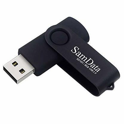 Picture of SamData USB Flash Drive 8GB 1 Pack USB 2.0 Thumb Drive Swivel Memory Stick Data Storage Jump Drive Zip Drive Drive with Led Indicator (Black, 8GB-1Pack)