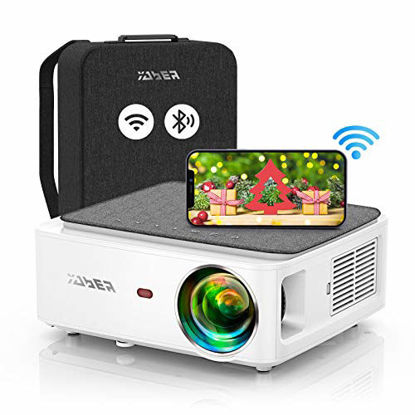 Picture of YABER V6 WiFi Bluetooth Projector 7500L Full HD Native 1920×1080P Projector, 4P/4D Keystone Support 4k&Zoom, Portable Wireless LCD LED Home&Outdoor Video Projector for iOS/Android/PS4/PPT