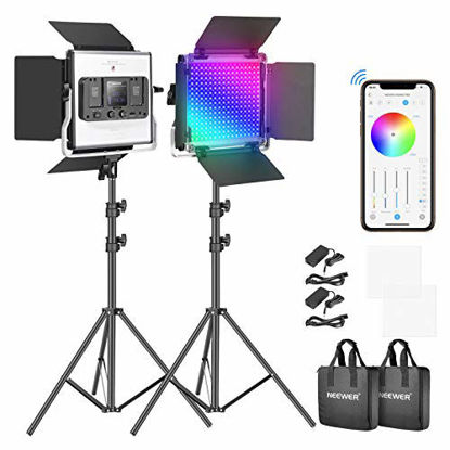 Picture of Neewer RGB Led Video Light with APP Control, 360°Full Color, 50W 660 PRO Video Lighting Kit CRI 97+ for Gaming, Streaming, Zoom,Youtube, Webex, Broadcasting, Web Conference, Photography