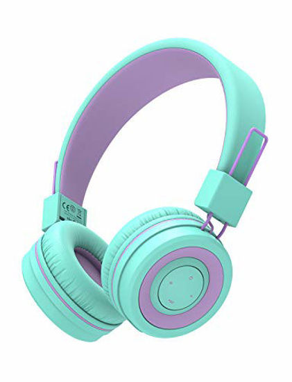 Picture of iClever BTH02 Kids Headphones, Kids Wireless Headphones with MIC, 22H Playtime, Bluetooth 5.0 & Stereo Sound, Foldable, Adjustable Headband, Childrens Headphones for iPad Tablet Home School, Green
