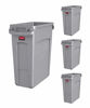 Picture of Rubbermaid Commercial Products FG354100LGRAY Slim Jim Trash/Garbage Can with Venting Channels, 16 Gallon, Gray (Pack of 4)