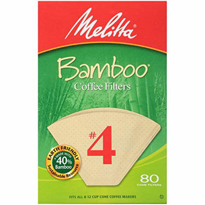 Picture of Melitta #4 Cone Coffee Filters, Bamboo, 80 Count (Pack of 6)