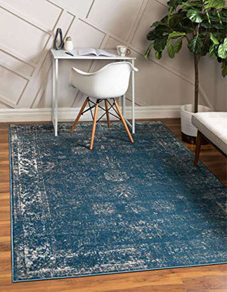 Picture of Unique Loom Sofia Collection Traditional Vintage Area Rug, 6' x 9', Blue/Ivory
