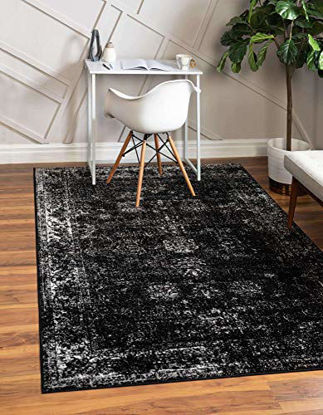 Picture of Unique Loom Sofia Collection Traditional Vintage Area Rug, 3' 3" x 5' 3", Black/Ivory
