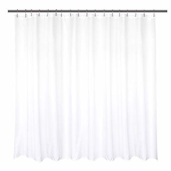 Picture of Barossa Design Waterproof Extra Wide Fabric Shower Curtain Liner 108" W x 72" H - Hotel Quality, Machine Washable, White Shower Liner for Bath Tub, 108x72