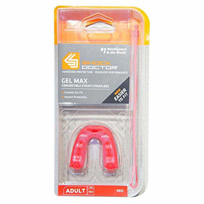 Picture of Shock Doctor Gel Max Mouth Guard, Sports Mouthguard for Football, Lacrosse, Hockey, Basketball, Flavored mouth guard, Youth & AdultRED, Adult, Non-flavored