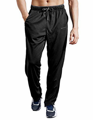 Picture of ZENGVEE Sweatpants for Men with Zipper Pockets Open Bottom Athletic Pants for Jogging, Workout, Gym, Running, Training (0709BlackGray01,L)