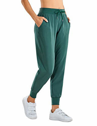 Picture of CRZ YOGA Women's Lightweight Joggers Pants with Pockets Drawstring Workout Running Pants with Elastic Waist Moss Green X-Large