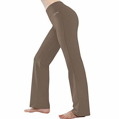 HISKYWIN Inner Pocket Yoga Pants 4 Way Stretch Tummy Control Workout Running Pants Long Bootleg Flare Pants 