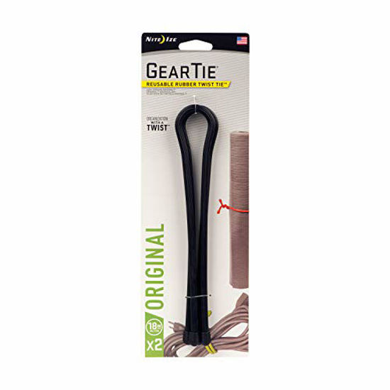 Picture of Nite Ize Original Gear Reusable Rubber Twist Tie 18-Inch, Black, 2-Pack