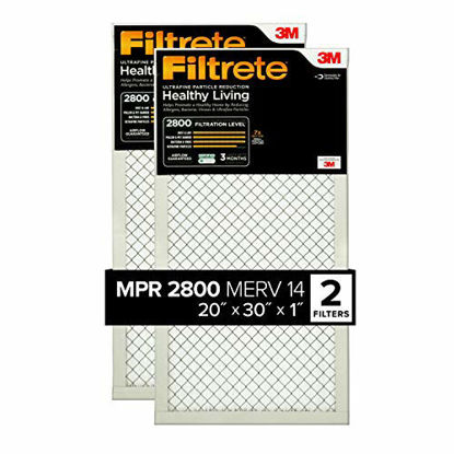 Picture of Filtrete 20x30x1, AC Furnace Air Filter, MPR 2800, Healthy Living Ultrafine Particle Reduction, 2-Pack (exact dimensions 19.844 x 29.844 x 0.78)