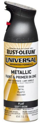 Picture of Rust-Oleum 271473 Universal All Surface Spray Paint, 11 oz, Metallic, Flat Soft Iron