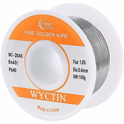 Picture of WYCTIN Diameter 0.6mm 100g 60/40 Active Solder Wire with Resin Core for Electrical Repair Soldering Purpose