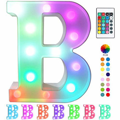 Picture of Pooqla Colorful LED Marquee Letter Lights with Remote - Light Up Marquee Signs - Party Bar Letters with Lights Decorations for The Home - Multicolor B