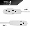 Picture of GE, White, 8 ft Extension Cord 2 Pack, 3 Outlet, Flat Plug, Grounded, 16 Gauge, UL Listed, 57366