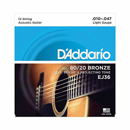 Picture of D'Addario EJ36 12-String Bronze Acoustic Guitar Strings, Light, 10-47