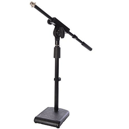 Picture of LyxPro KDS-1 Kick Drum Mic Stand, Low Profile Height Adjustable Microphone Boom Stand, Weighted Base, 3/8" and 5/8" threaded mounts for for Kick drums, Guitar Amps, and Desktop, Black