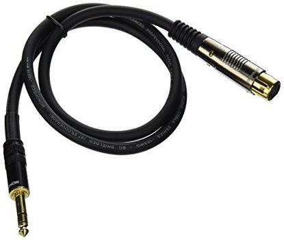 Picture of Monoprice 104768 3-Feet Premier Series XLR Female to 1/4-Inch TRS Male 16AWG Cable gold
