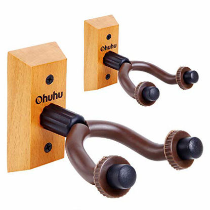 Picture of Guitar Wall Mount Hanger 2-Pack, Ohuhu Guitar Hanger Wall Hook Holder Stand for Bass Electric Acoustic Guitar Ukulele