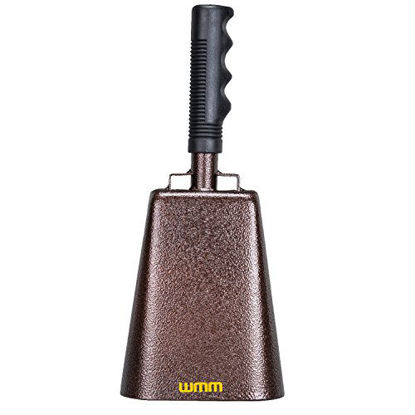Picture of 10 Inch Steel Cowbell with Handle Cheering Bell for Sports Events Large Solid School Bells & Chimes Percussion Musical Instruments Call Bell Alarm(Copper)