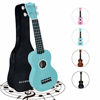Picture of HUAWIND Soprano Ukulele for Beginners,Kid Guitar Four String Wooden Ukulele 21 Inch Music Instruments With Gig Bag For Students Kids Starters(Light Blue)