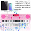 Picture of WOSTOO Electric Keyboard Piano for Kids-Portable 61 Key Electronic Musical Karaoke Keyboard, Learning Keyboard for Children w/Drum Pad, Recording, Microphone, Pink