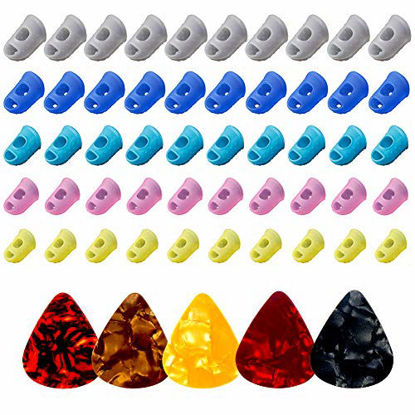 Picture of 50pcs Guitar Silicone Finger Protection Finger Protector Covers Caps in 5 Sizes