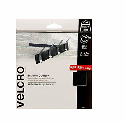 Picture of VELCRO Brand Extreme Outdoor Heavy Duty Tape | 10Ft x 1 In | Holds 15 lbs | Black with Stick on Adhesive | Strong Weather Resistant Holding Power - 91843
