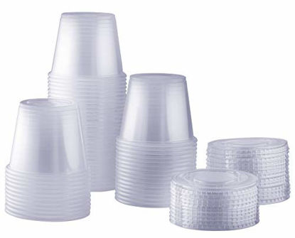 Picture of [100 Sets - 5.5 oz.] Plastic Disposable Portion Cups With Lids, Souffle Cups, Condiment Cups