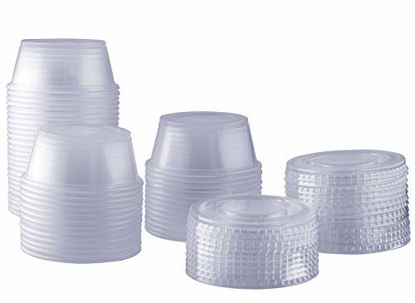 Picture of [100 Sets - 3.25 oz.] Plastic Disposable Portion Cups With Lids
