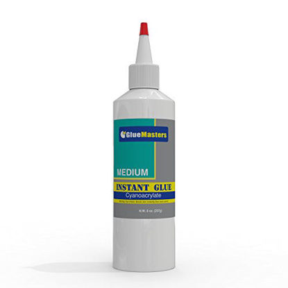 Picture of Professional Grade Cyanoacrylate (CA)"Super Glue" by Glue Masters - Extra Large 8 OZ (226-gram) Bottle with Protective Cap - Medium Viscosity Adhesive for Plastic, Wood & DIY Crafts