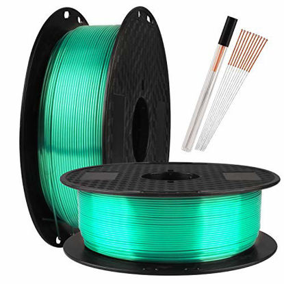 Picture of TTYT3D Silk Shine Emerald Green 3D Printer PLA Filament - 1.75mm 3D Printing Material Widely Compatible 1KG 2.2LBS Spool with Extra Gift 10pcs FDM 3D Printer Nozzle Cleaning Needles